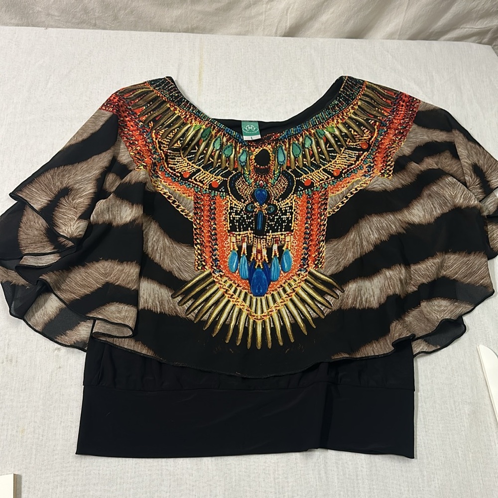 Colorful Patterned Women's Top - Picture 3 of 6